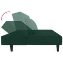 2-personers sovesofa med 2 puder fløjl mørkegrøn