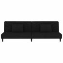 2-personers sovesofa med 2 puder fløjl sort