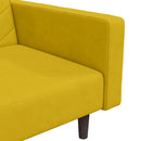 2-personers sovesofa med 2 puder fløjl gul