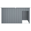 hundehus med tag 196x91x110 cm galvaniseret stål antracitgrå