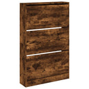 skoskab 80x21x125,5 cm konstrueret træ røget egetræsfarve
