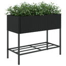 plantekasse med hylde polyrattan sort