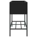 plantekasse med hylde polyrattan sort
