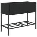 plantekasse med hylde polyrattan sort