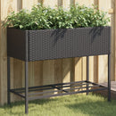 plantekasse med hylde polyrattan sort