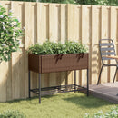 plantekasse med hylde polyrattan brun