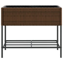 plantekasse med hylde polyrattan brun