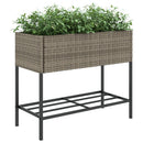 plantekasse med hylde polyrattan grå