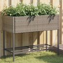 plantekasse med hylde polyrattan grå
