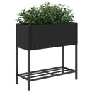 plantekasse med hylde polyrattan sort