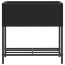 plantekasse med hylde polyrattan sort
