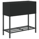 plantekasse med hylde polyrattan sort