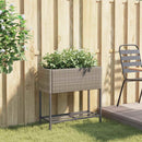 plantekasse med hylde polyrattan grå