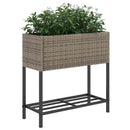 plantekasse med hylde polyrattan grå
