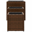 plantekasser 3 stk. polyrattan brun