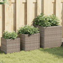 plantekasser 3 stk. polyrattan grå