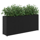 plantekasse med 2 krukker 90x20x40 cm polyrattan sort
