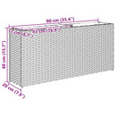 plantekasse med 2 krukker 90x20x40 cm polyrattan sort