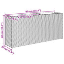 plantekasse med 2 krukker 90x20x40 cm polyrattan brun