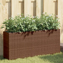 plantekasse med 2 krukker 90x20x40 cm polyrattan brun