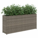 plantekasse med 2 krukker 90x20x40 cm polyrattan brun