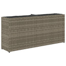 plantekasse med 2 krukker 90x20x40 cm polyrattan brun