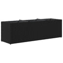 plantekasse med 3 krukker 105x30x32 cm polyrattan sort