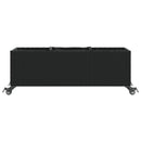 plantekasse med hjul og 3 krukker 107x32x38 cm polyrattan sort