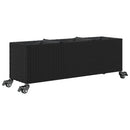plantekasse med hjul og 3 krukker 107x32x38 cm polyrattan sort