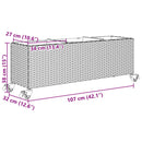 plantekasse med hjul og 3 krukker 107x32x38 cm polyrattan sort