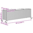 plantekasse med hjul og 3 krukker 107x32x38 cm polyrattan grå