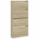 skoskab med 4 vippeskuffer 80x21x163,5 cm sonoma-eg