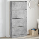 skoskab med 4 vippeskuffer 80x21x163,5 cm betongrå