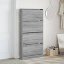 skoskab med 4 vippeskuffer 80x21x163,5 cm grå sonoma-eg