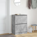 skoskab med 2 vippeskuffer 80x42x108 cm betongrå