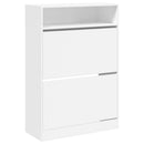 skoskab med 2 vippeskuffer 80x34x116 cm hvid