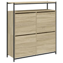skoskab med 4 vippeskuffer 100x34x112 cm sonoma-eg