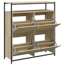 skoskab med 4 vippeskuffer 100x34x112 cm sonoma-eg