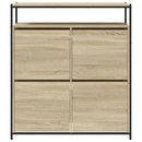 skoskab med 4 vippeskuffer 100x34x112 cm sonoma-eg