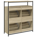 skoskab med 4 vippeskuffer 100x34x112 cm sonoma-eg