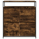 skoskab med 4 vippeskuffer 100x34x112 cm røget egetræsfarve
