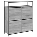 skoskab med 4 vippeskuffer 100x34x112 cm grå sonoma-eg