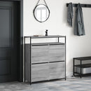 skoskab med 4 vippeskuffer 100x34x112 cm grå sonoma-eg