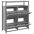 skoskab med 4 vippeskuffer 100x34x112 cm grå sonoma-eg