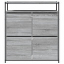 skoskab med 4 vippeskuffer 100x34x112 cm grå sonoma-eg