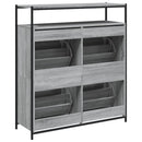 skoskab med 4 vippeskuffer 100x34x112 cm grå sonoma-eg