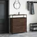 skoskab med 4 vippeskuffer 100x34x112 cm brun egetræsfarve