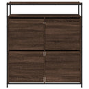 skoskab med 4 vippeskuffer 100x34x112 cm brun egetræsfarve
