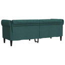 3-personers Chesterfield-sofa stof mørkegrøn