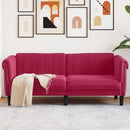 2-personers sofa velour vinrød